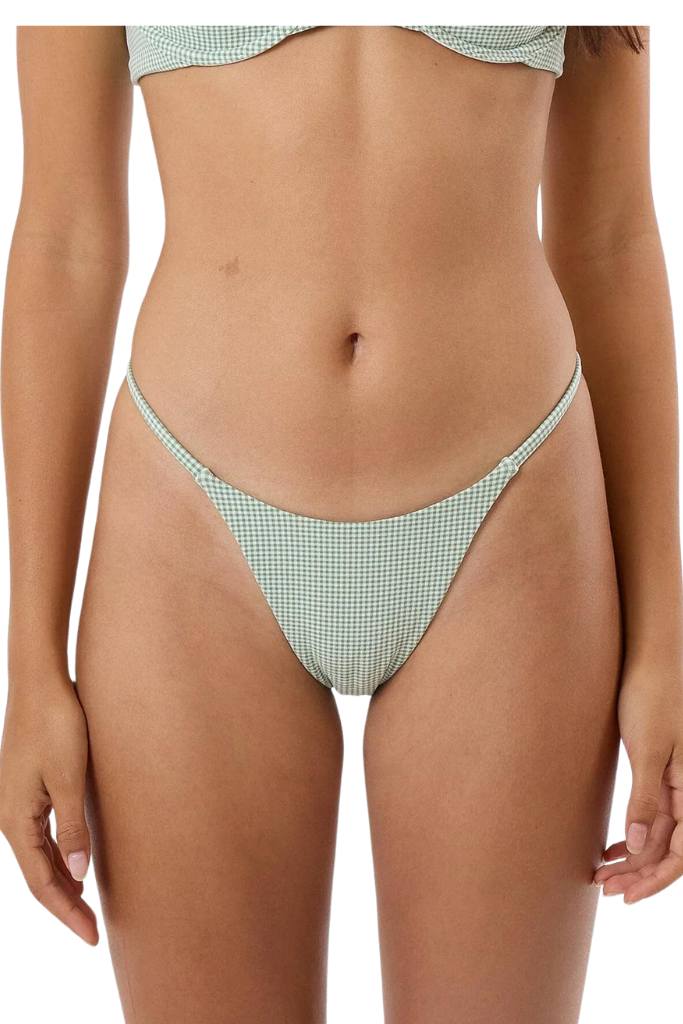 Thrills Lou Gingham Micro Bikini Bottom Elm Green