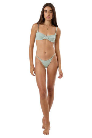 Thrills Lou Ginham Underwire Bikini Top Elm Green