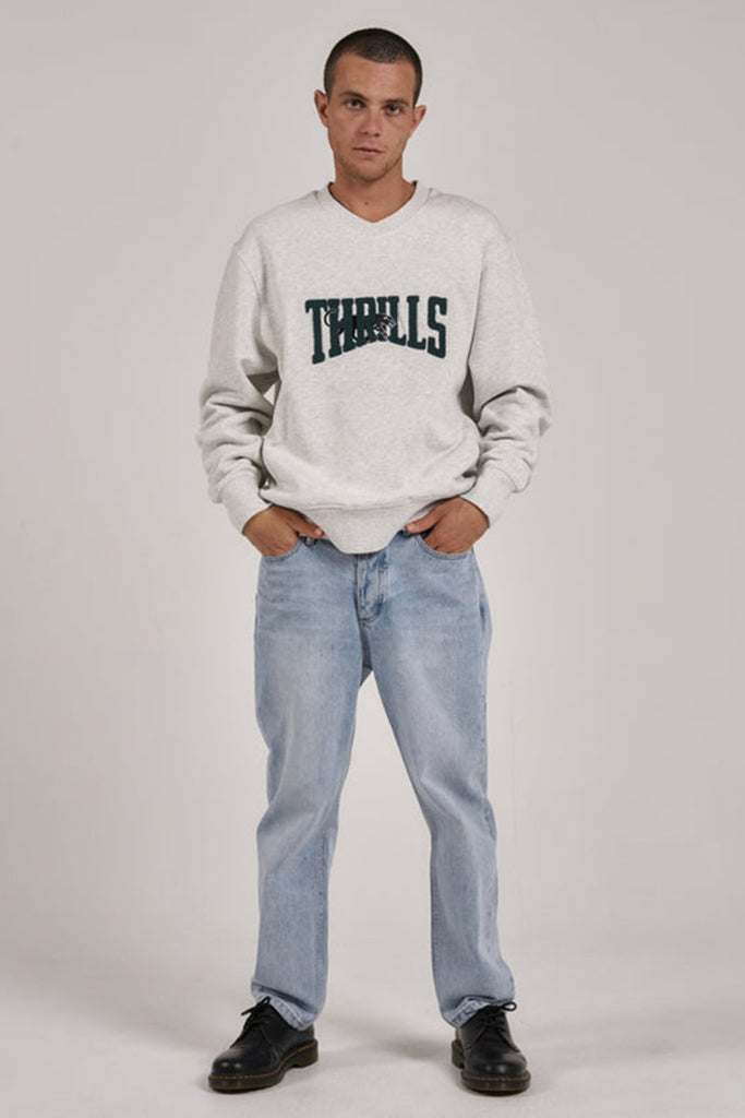 Thrills Sneak Attack Oversize Crew Fleece White Marle