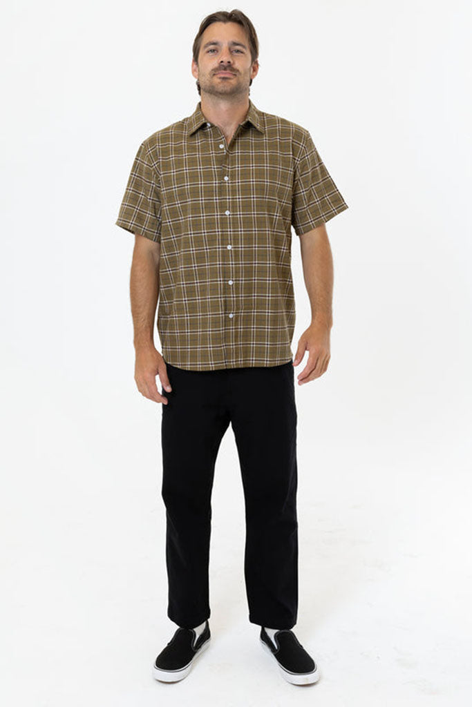 Thrills Steadfast Check Short Sleeve Shirt Mustard Gold