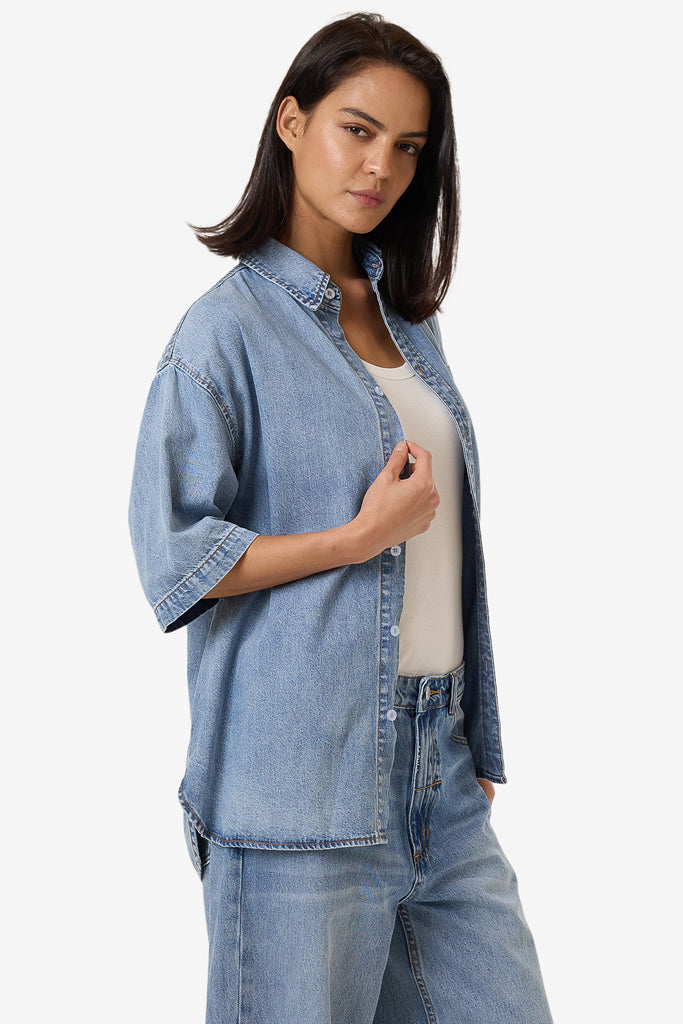 Thrills Darian Denim Shirt Tempest Blue