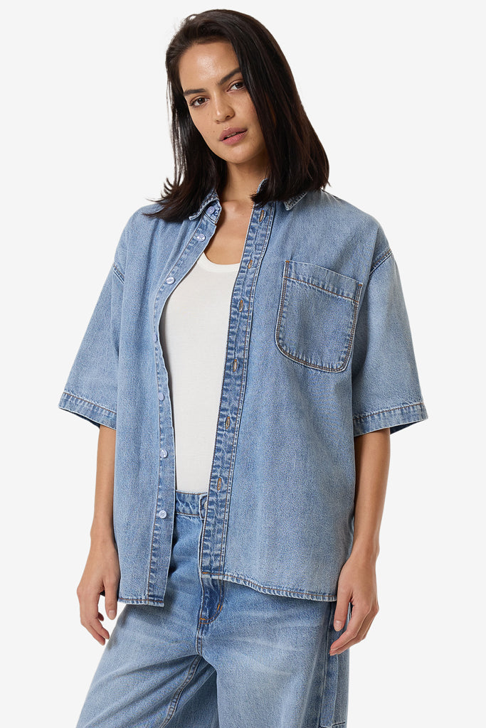 Thrills Darian Denim Shirt Tempest Blue