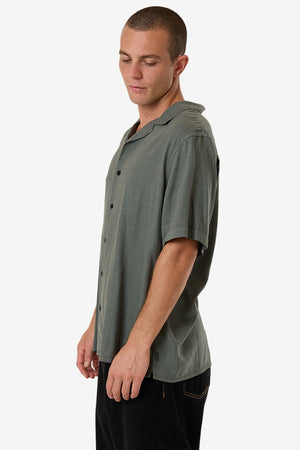 Thrills Hemp Minimal Thrills Contrast Stitch Bowling Shirt Dark Forest