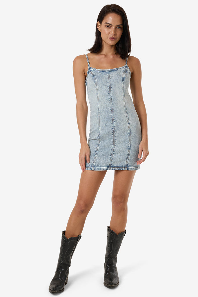 Thrills Rory Mini Denim Dress Tainted Blue