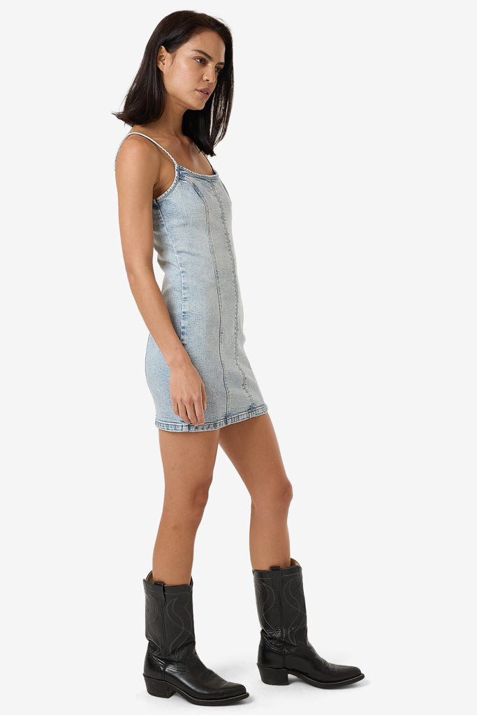 Thrills Rory Mini Denim Dress Tainted Blue