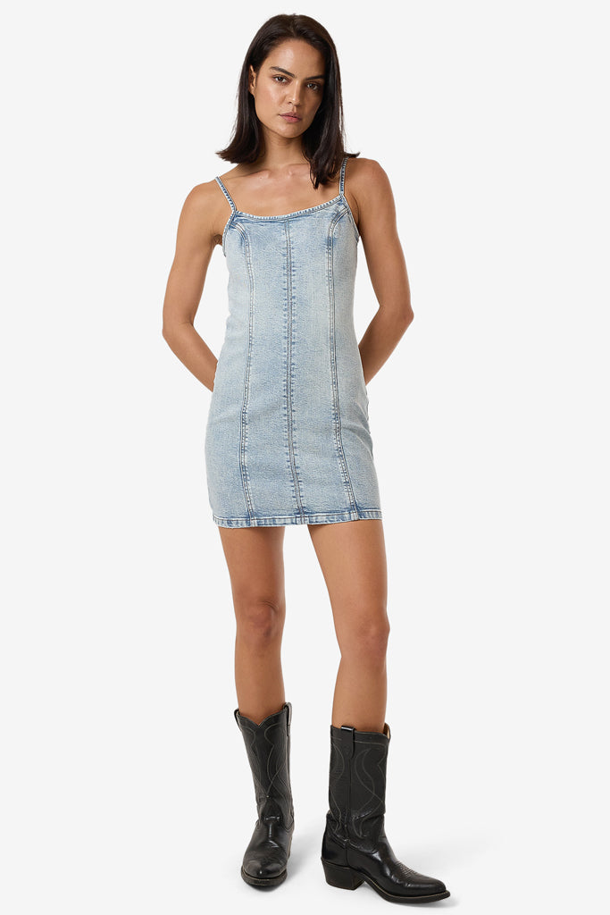 Thrills Rory Mini Denim Dress Tainted Blue