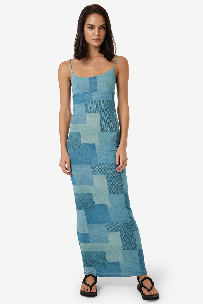 Thrills Shades Of Indigo Mesh Dress Blue