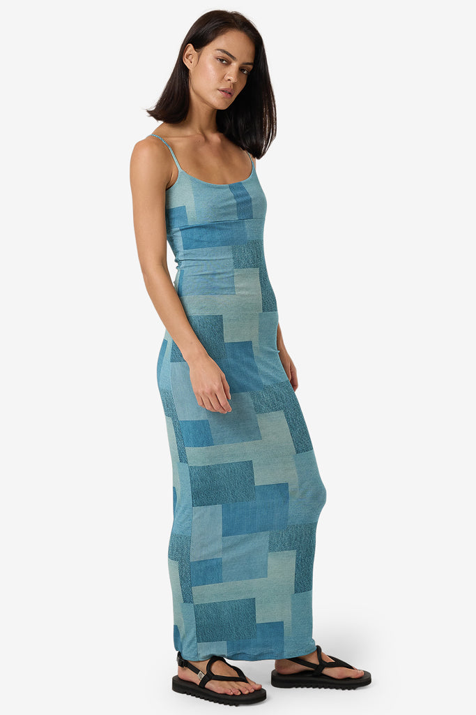 Thrills Shades Of Indigo Mesh Dress Blue