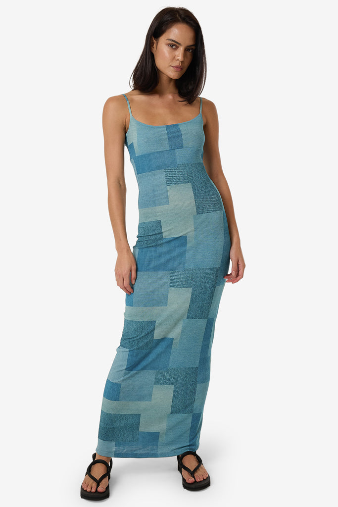 Thrills Shades Of Indigo Mesh Dress Blue