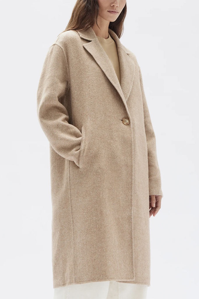 Assembly Thea Wool Herringbone Coat Tan