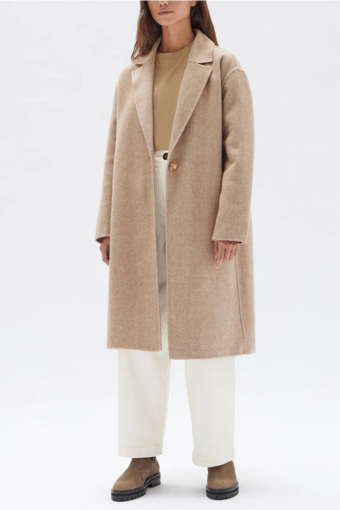 Assembly Thea Wool Herringbone Coat Tan