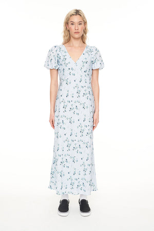 Huffer Lalisa Cleo Midi Dress Blue Floral