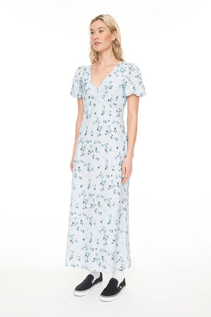 Huffer Lalisa Cleo Midi Dress Blue Floral