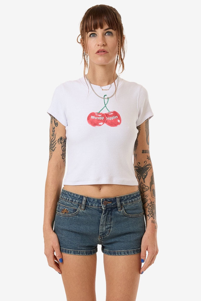 Worship Womens Cherio Teeny Tee White