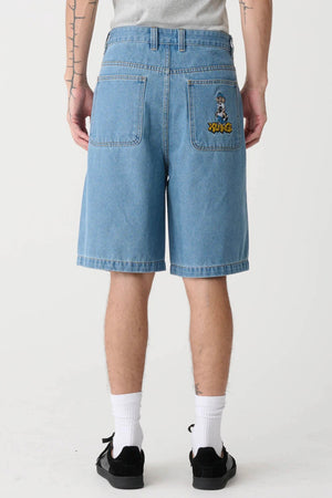 XLARGE Peace Man Bull Denim Short Mid Blue Denim