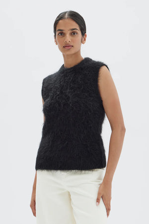 Assembly Hunter Alpaca Cropped Knit Vest Black