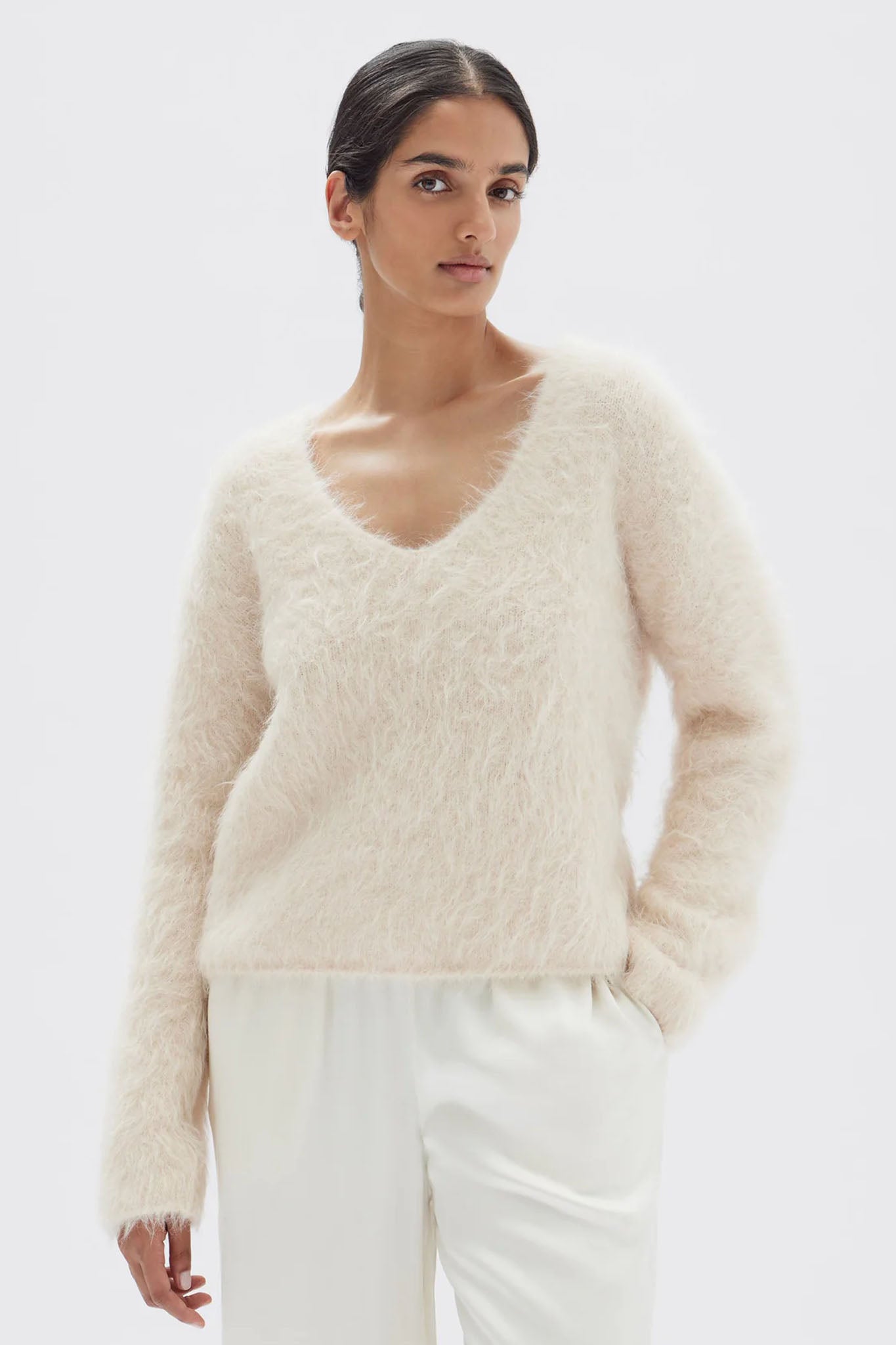 Assembly Hunter Alpaca V-Neck Knit Cream