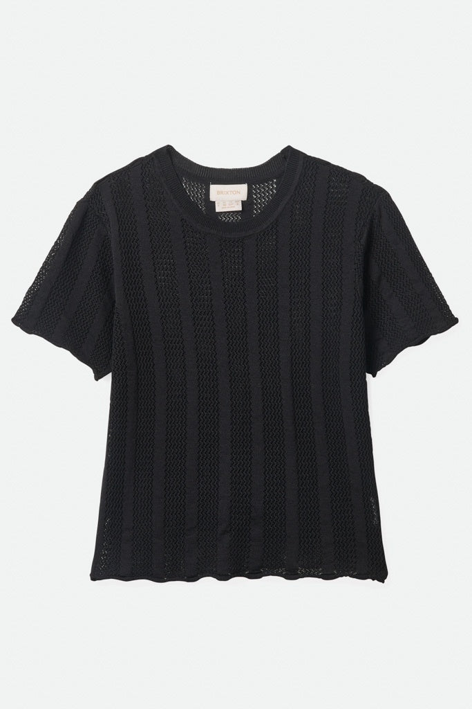 Brixton Sheer Knit Top Short Sleeve Black