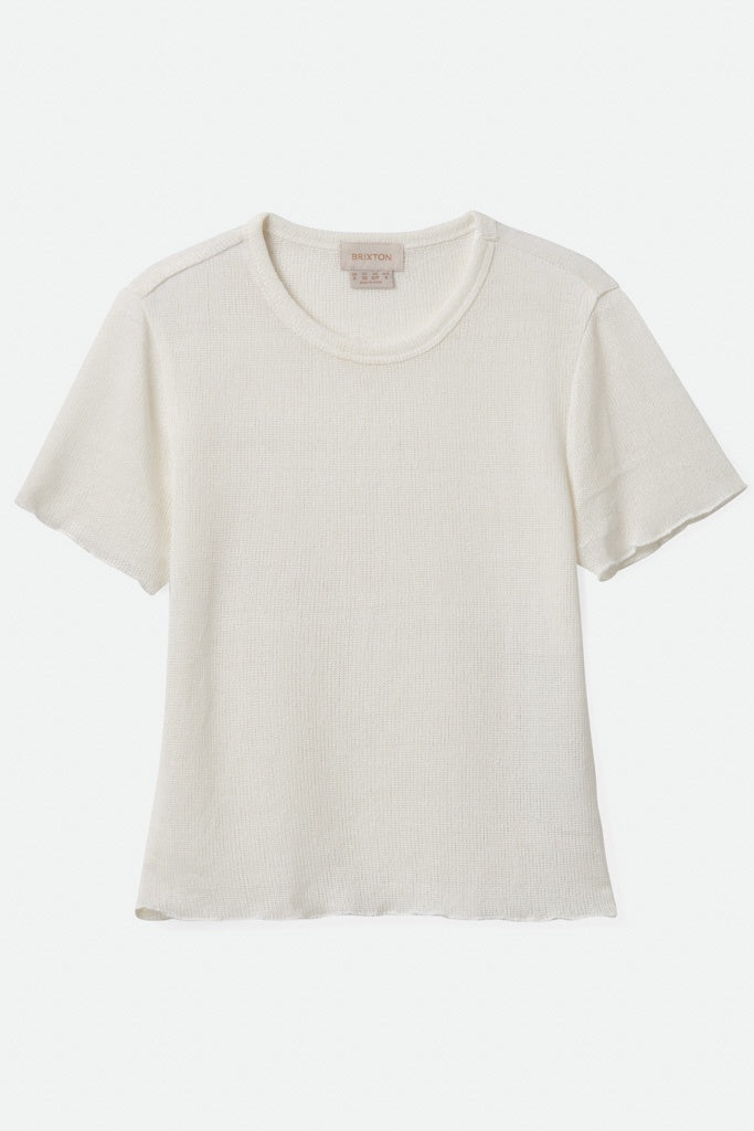 Brixton Sheer Knit Top Short Sleeve Off White