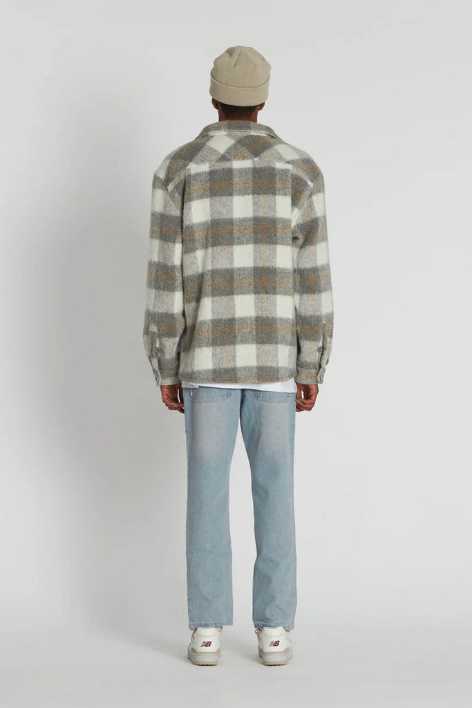 Crate Mason Check Shacket Grey Off White