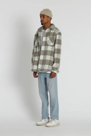 Crate Mason Check Shacket Grey Off White