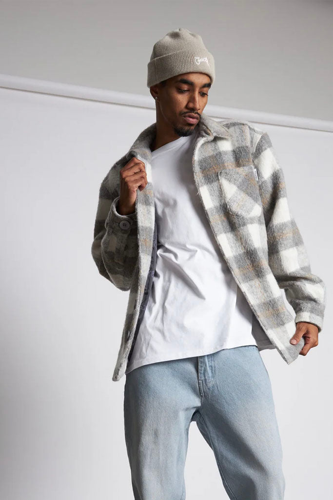 Crate Mason Check Shacket Grey Off White