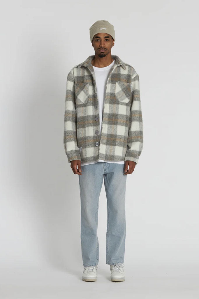 Crate Mason Check Shacket Grey Off White