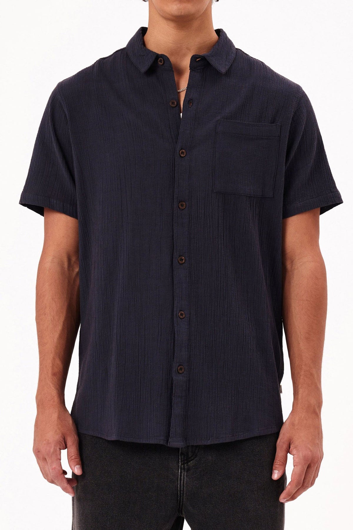 Rollas Bon Crepe Shirt Dark Navy