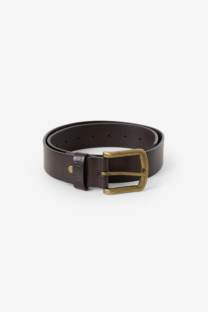 Thrills Leather Belt Brown