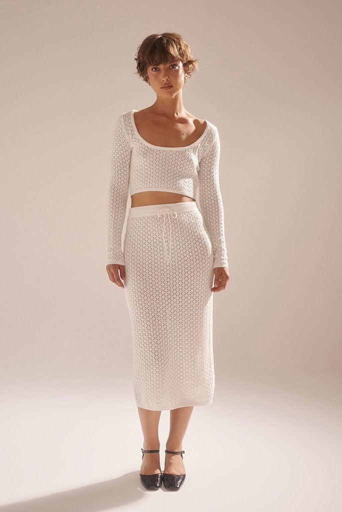 Rollas Slip Skirt Diamond Knit White