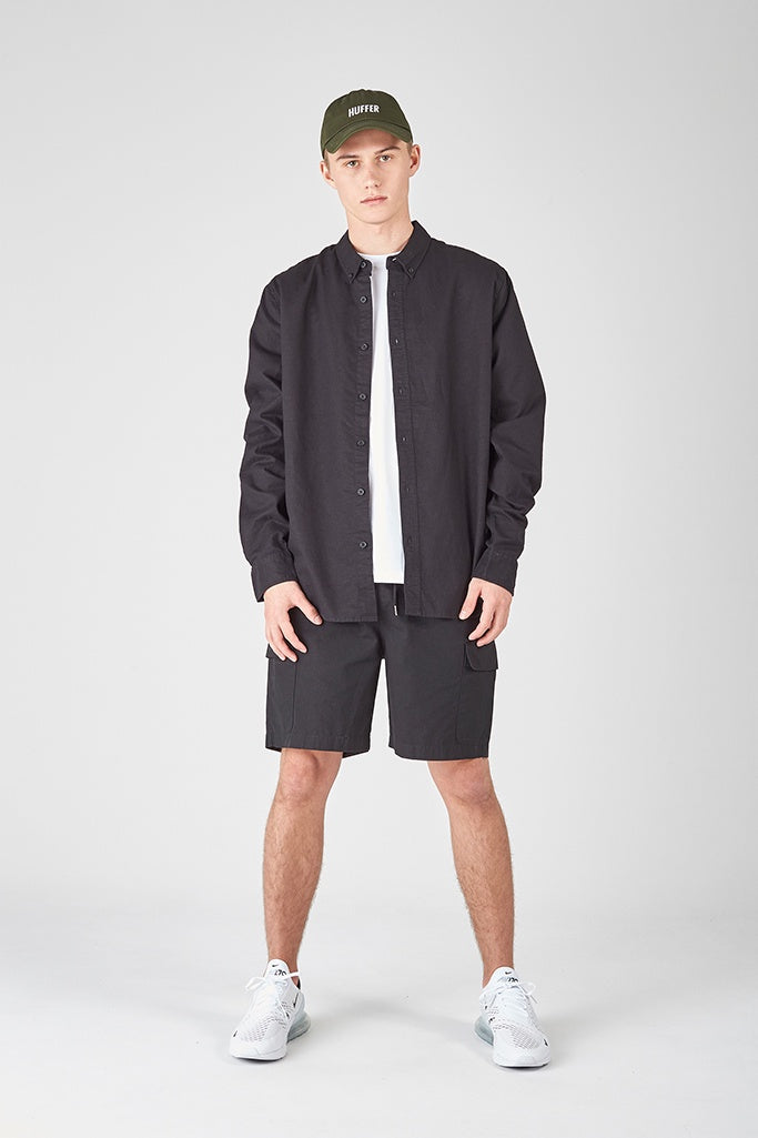 Huffer L/S Lin In Shirt Black