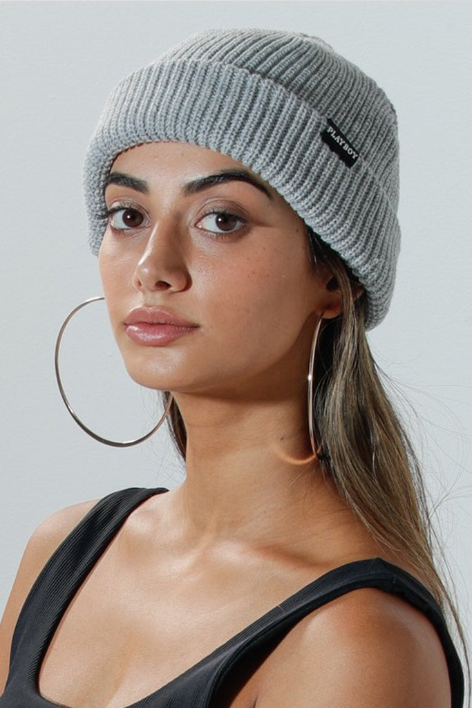 Playboy Logo Beanie Grey Marle