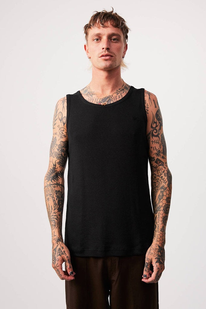 Afends Base - Hemp Singlet - Black