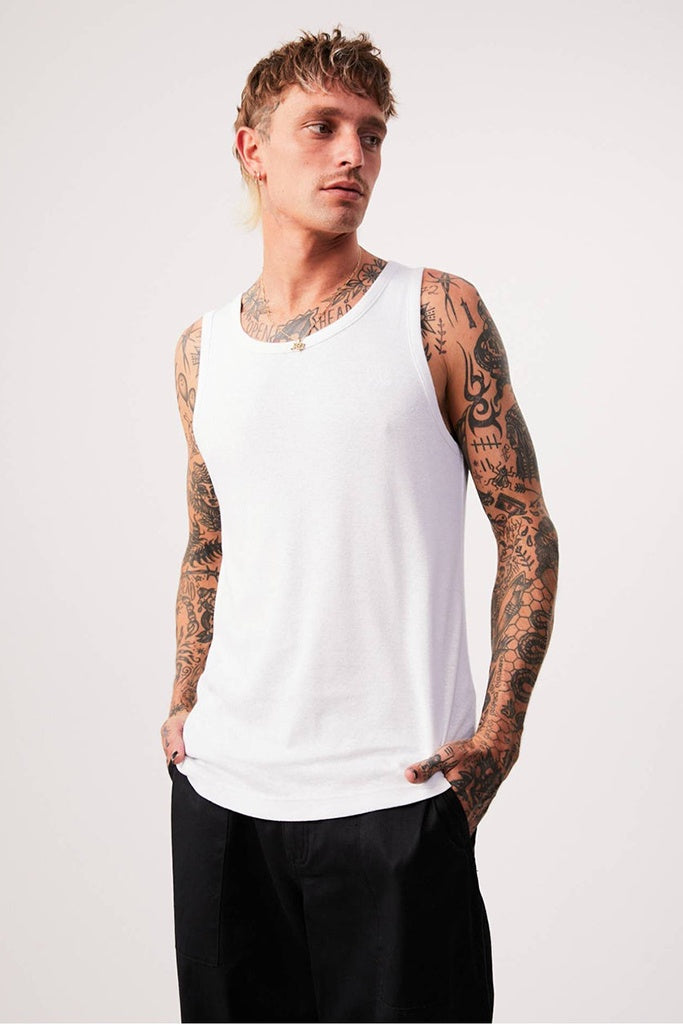 Afends Base - Hemp Singlet - White