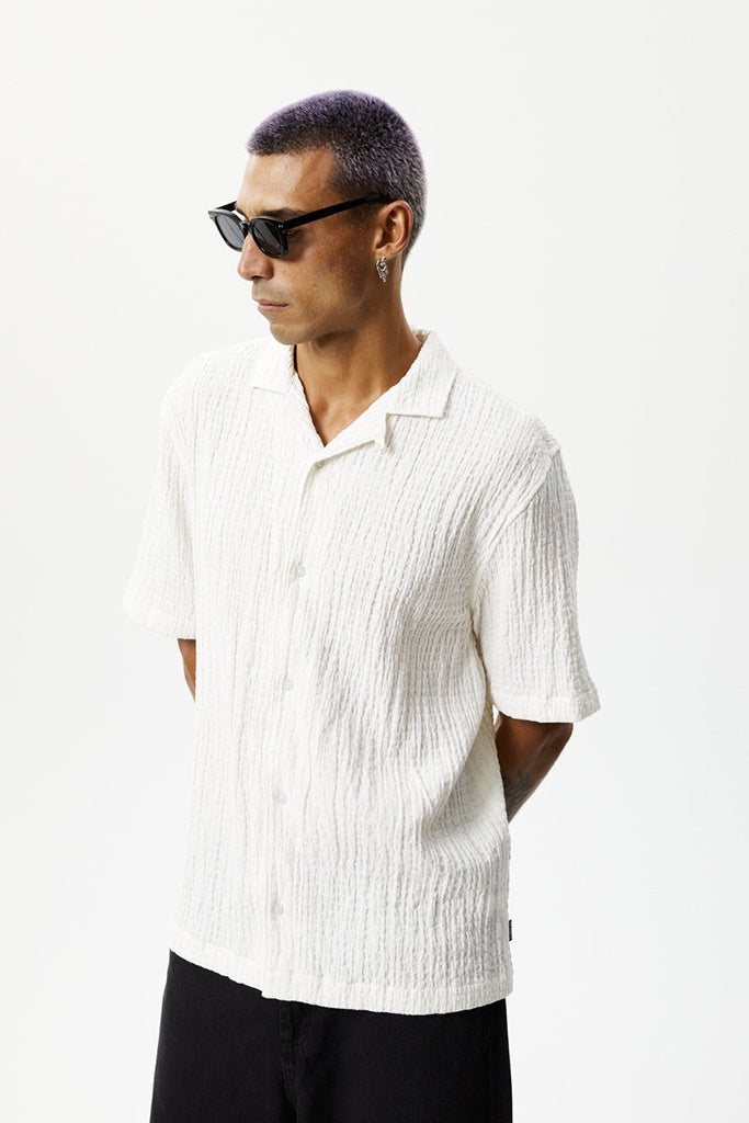 Afends Calm Hemp Cuban Short Sleeve Shirt White