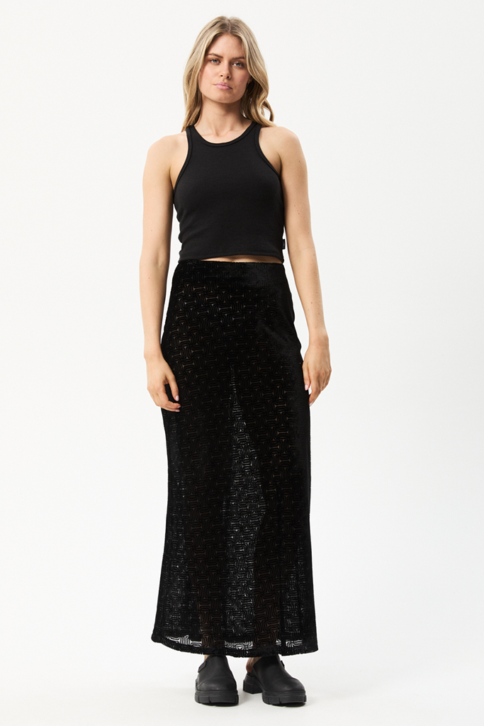 Afends Echo - Recycled Sheer Maxi Skirt - Black