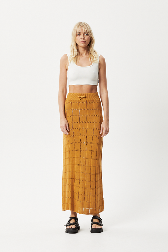 Afends Femme Knit Maxi Skirt Mustard