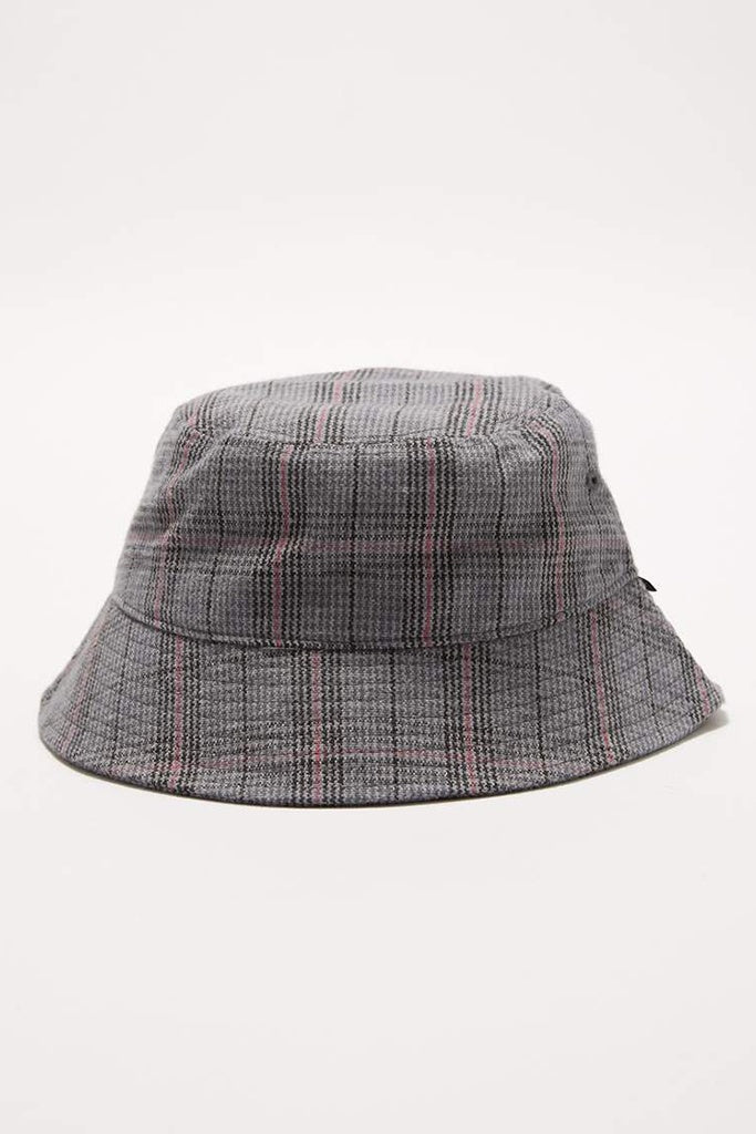 Afends Hemp Check Bucket Hat Gunmetal