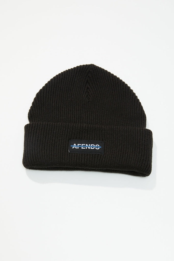 Afends Liquid Ribbed Beanie Black