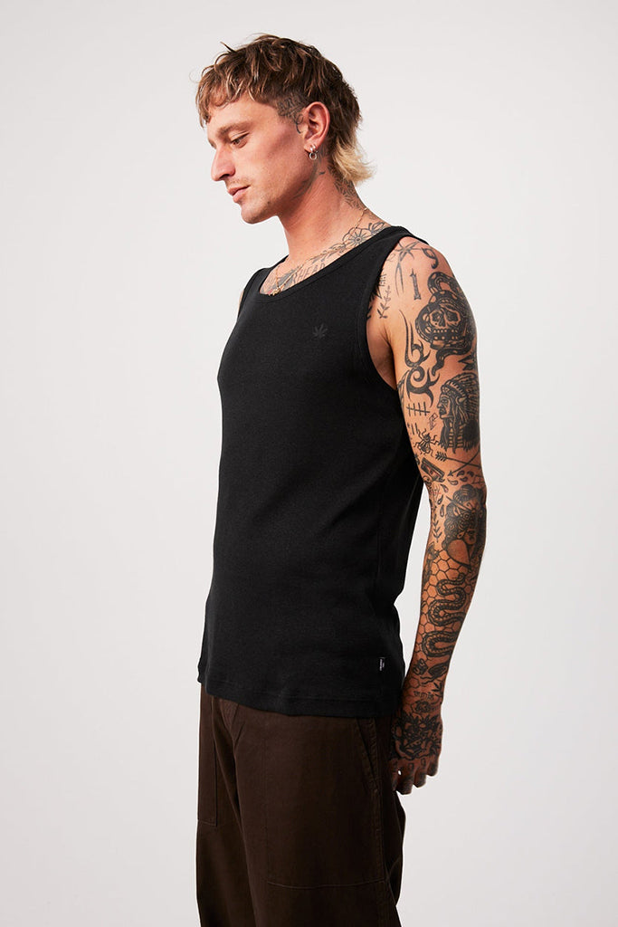 Afends Base - Hemp Singlet - Black