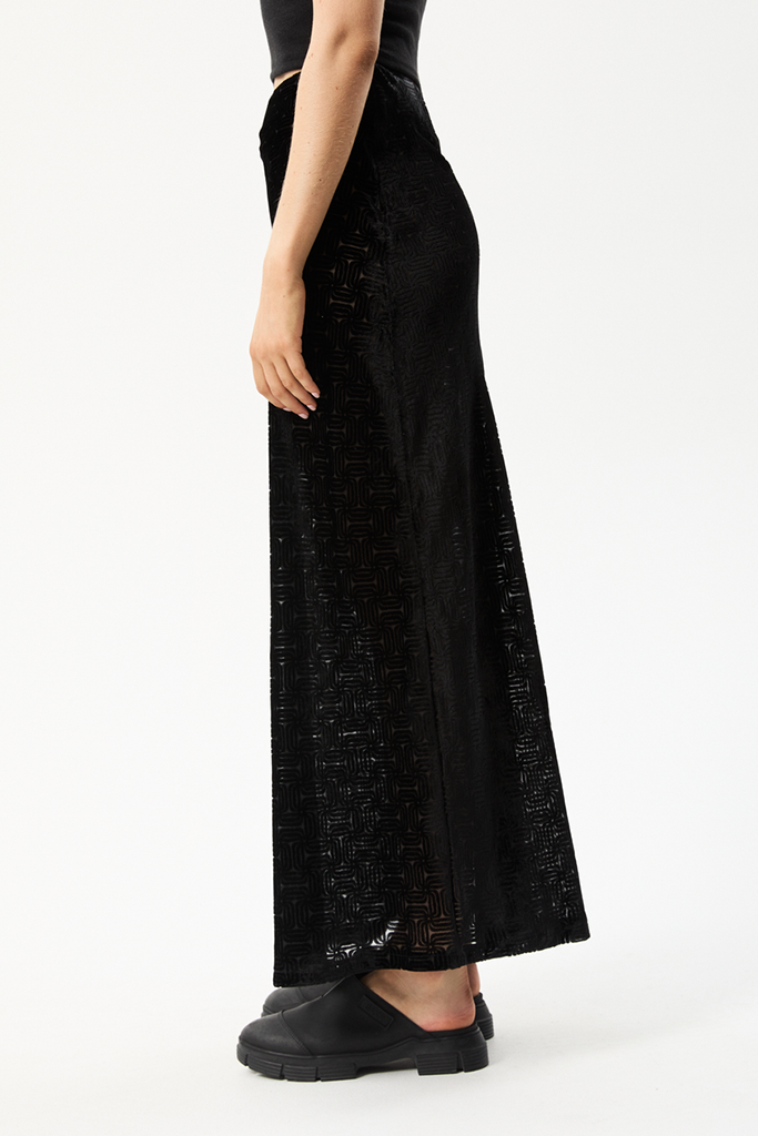 Afends Echo - Recycled Sheer Maxi Skirt - Black