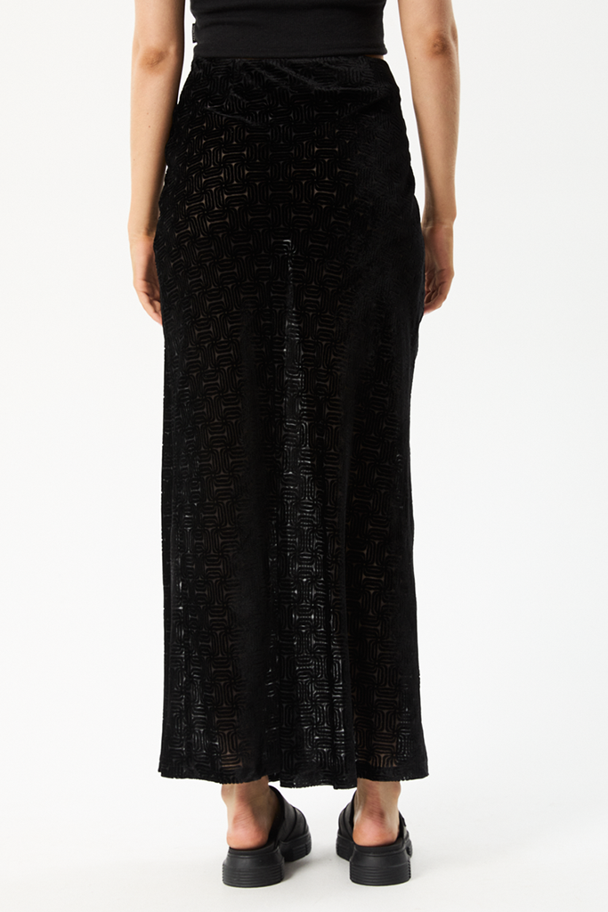 Afends Echo - Recycled Sheer Maxi Skirt - Black