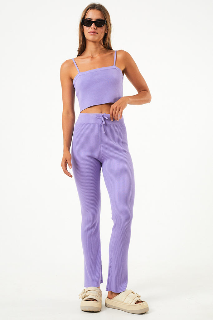 Afends Lula - Hemp Knit Cropped Top - Plum