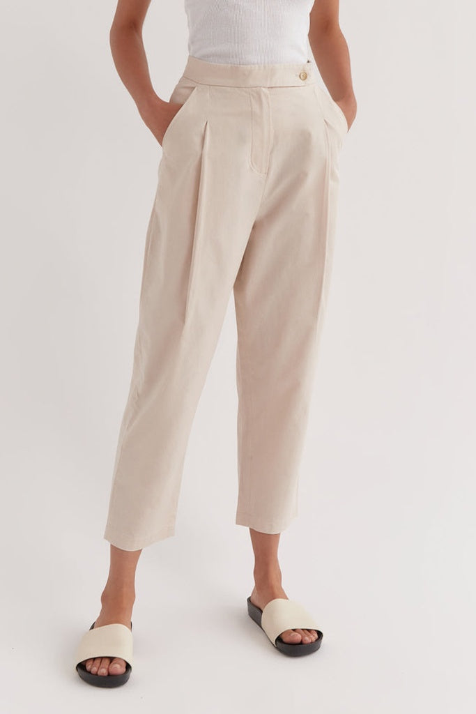 Assembly Agnes Cotton Pleat Pant Stone