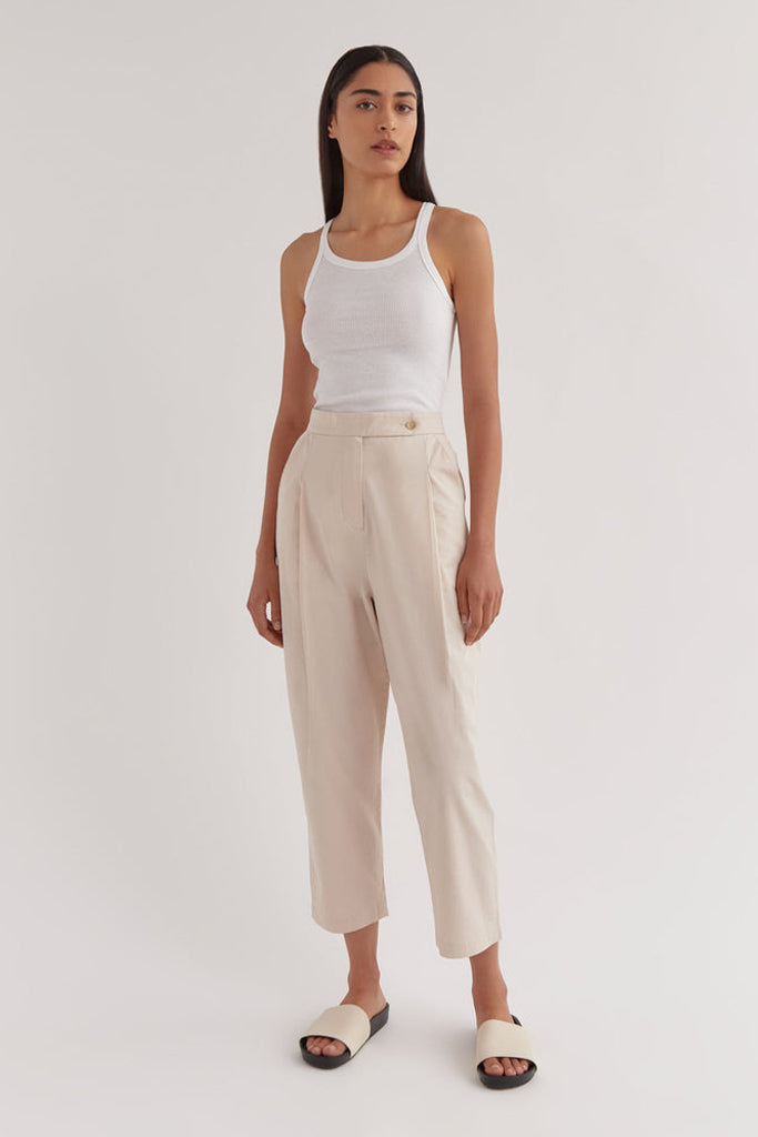 Assembly Agnes Cotton Pleat Pant Stone