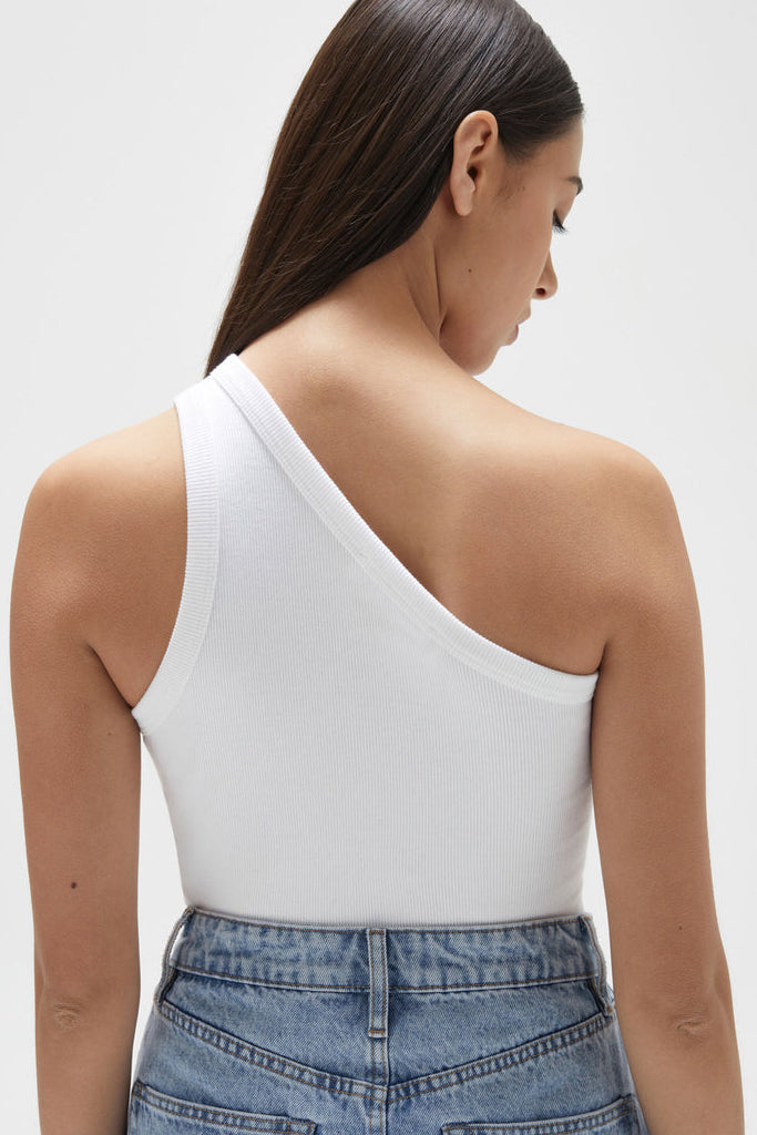 Assembly Asymmetrical Jersey Tank White