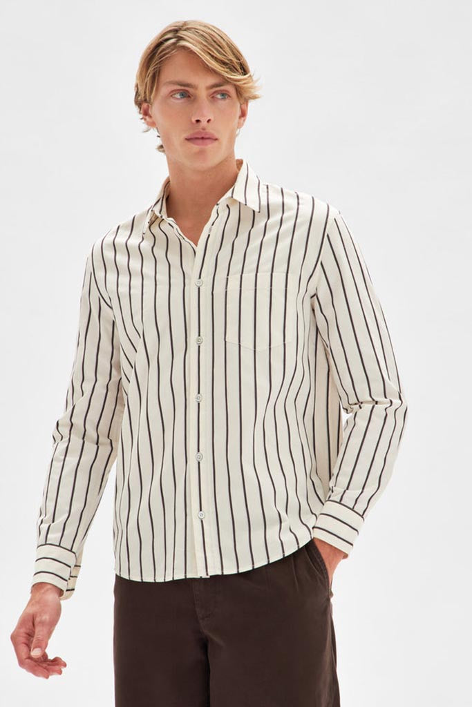 Assembly Cedar Long Sleeve Shirt Blue Haze/Cocoa Stripe