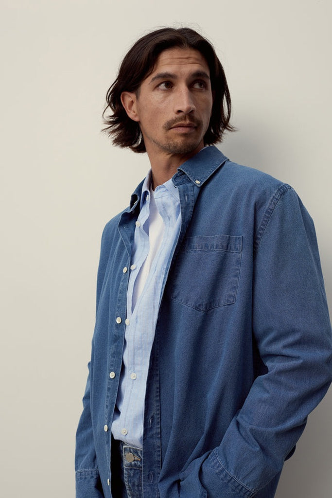 Assembly Chambray Long Sleeve Shirt Mid Indigo