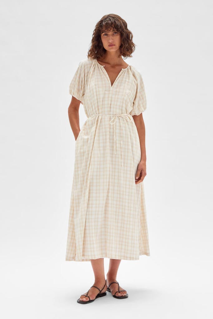 Assembly Dillan Maxi Dress Stone Check