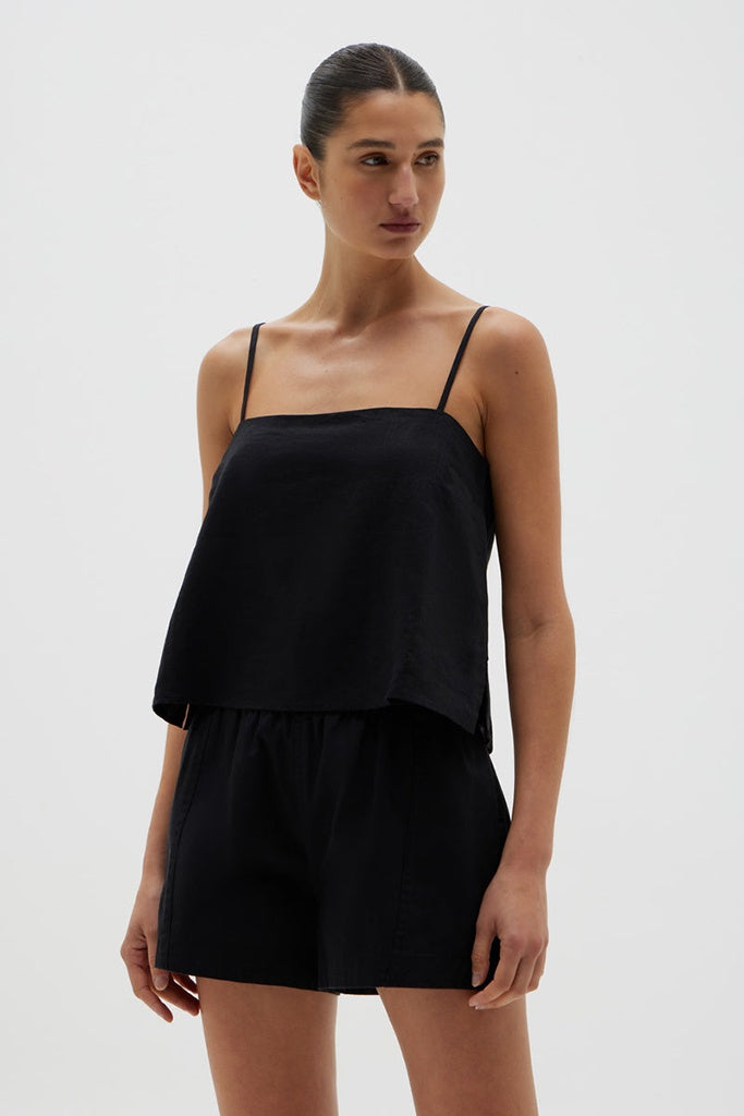 Assembly Neva Linen Cami Black